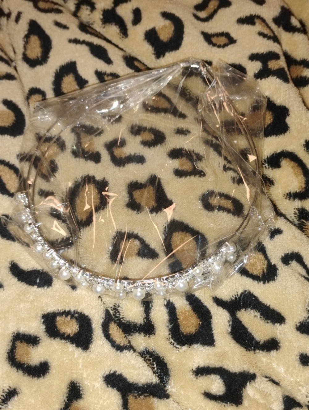 Pearl & Crystal Accent Silver Headband